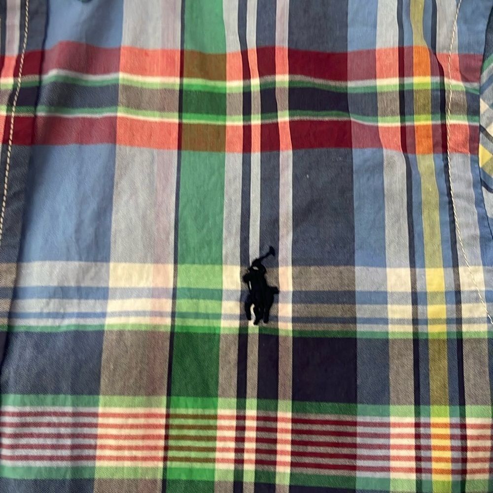 Ralph Lauren Plaid blue green button down Long Sleeve Shirt - Picture 3 of 5